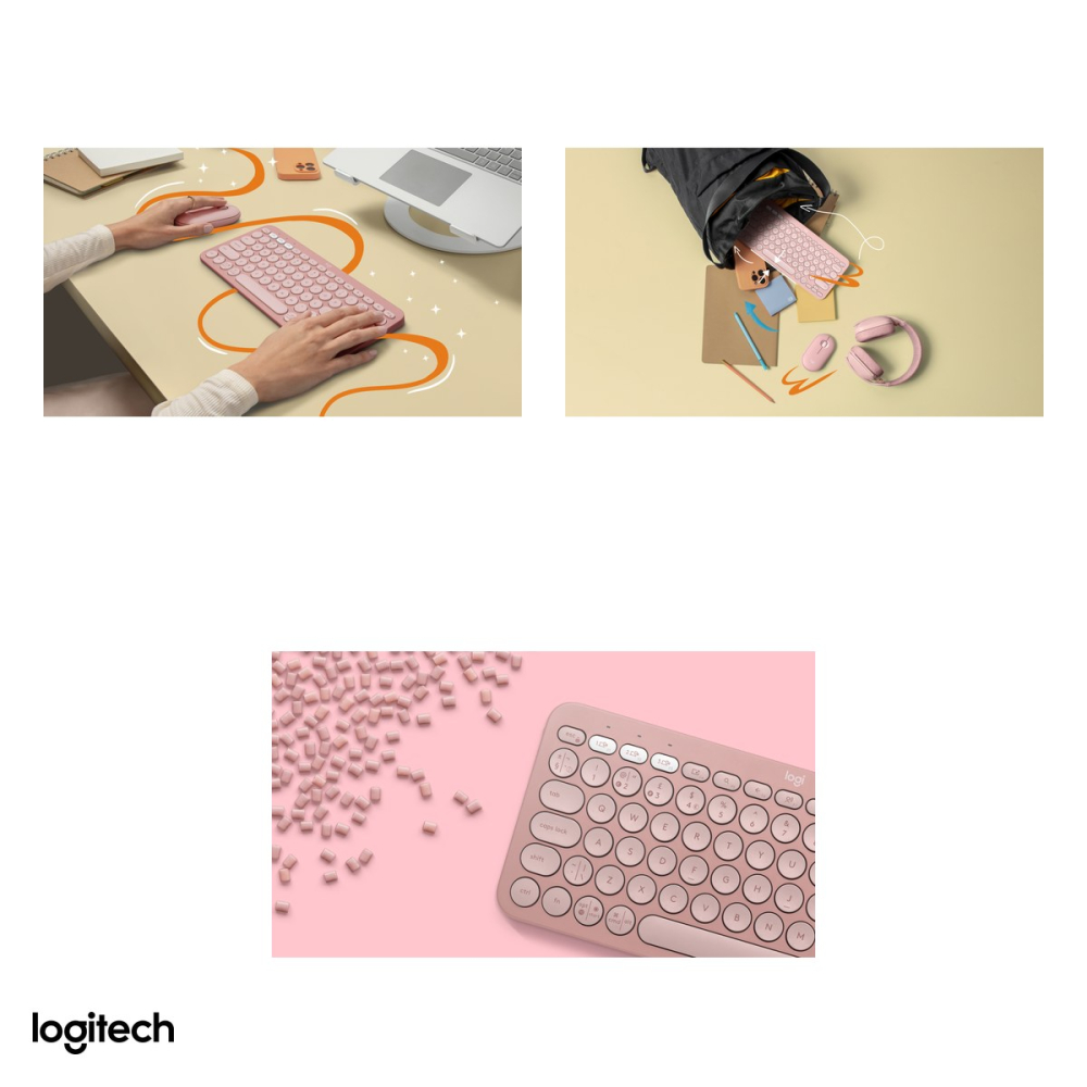 Tastatura Bluetooth slim Logitech Pebble Keys 2 K380s, compacta, taste silentioase, Easy-Switch 3 dispozitive, inscriptii Windows si Mac, layout US International, roz, 920-011853 [5]