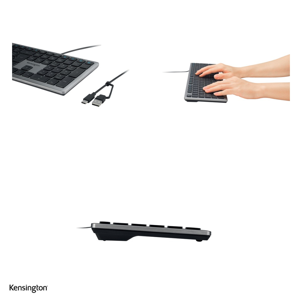 Tastatura cu fir Kensington EQ KB535, full-size cu tastatura numerica, USB-C cu adaptor USB-A, cablu 1.8 m, gri [4]