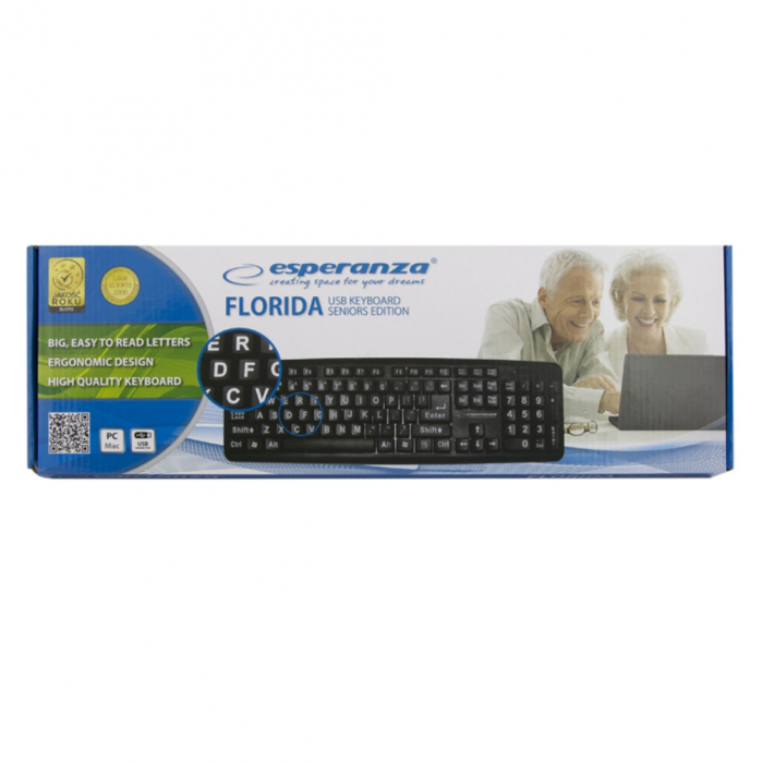 Tastatura USB pentru seniori, 104 taste, Esperanza Florida [4]