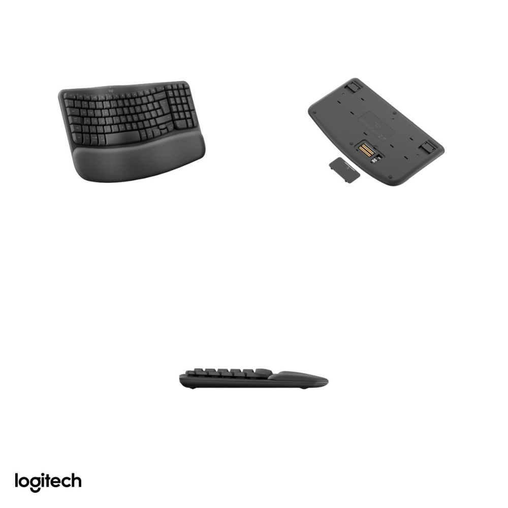 Tastatura ergonomica wireless Logitech Wave Keys, forma in val, suport de palme memory foam, Logi Bolt si Bluetooth, Easy-Switch, layout US International, grafit, 920-012304 [4]