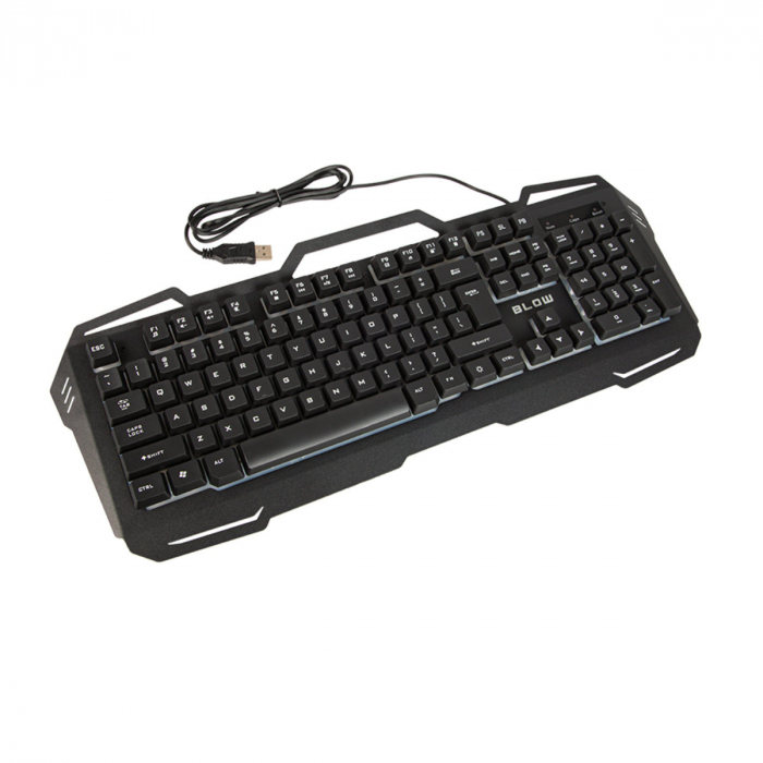 Tastatura USB cu iluminare LED, Blow Adrenaline Cold Steel 10298, 104 taste, lungime cablu 150cm, neagra [2]