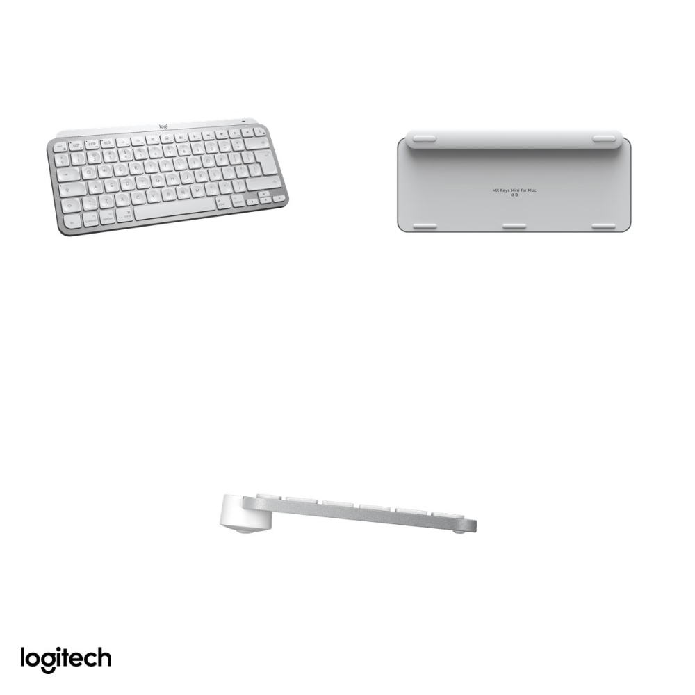 Tastatura wireless compacta Logitech MX Keys Mini for Mac, Bluetooth, iluminare inteligenta, acumulator USB-C, Easy-Switch 3 dispozitive, layout US International pentru Mac, gri deschis, 920-010526 [4]