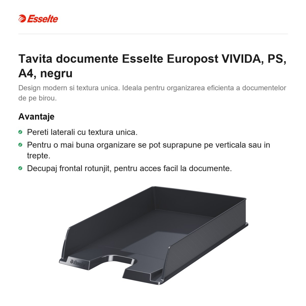 Tavita documente Esselte Europost VIVIDA, PS, A4, negru [2]