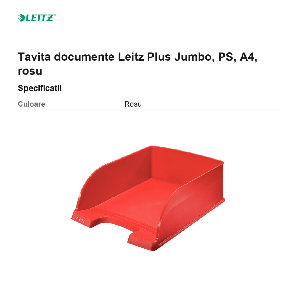 Tavita documente Leitz Plus Jumbo, PS, A4, rosu [3]