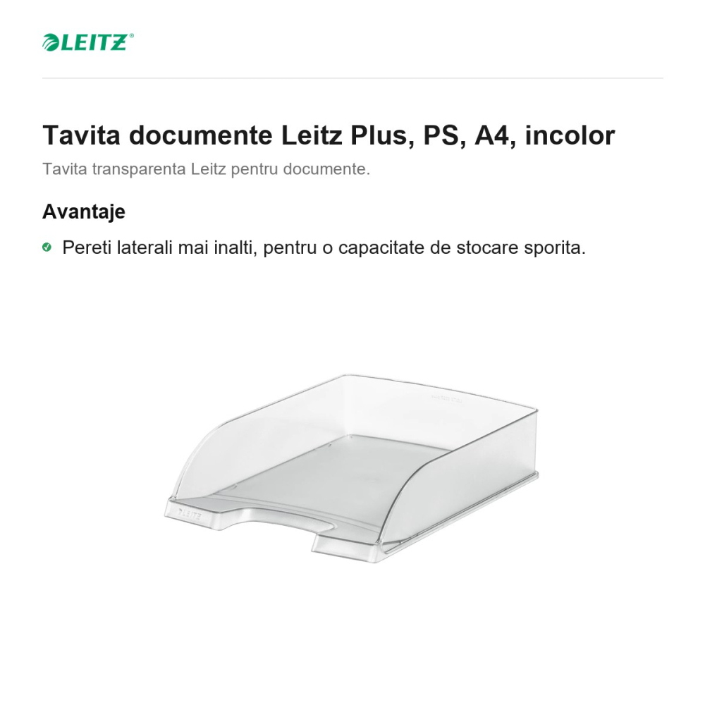 Tavita documente Leitz Plus, PS, A4, incolor [2]