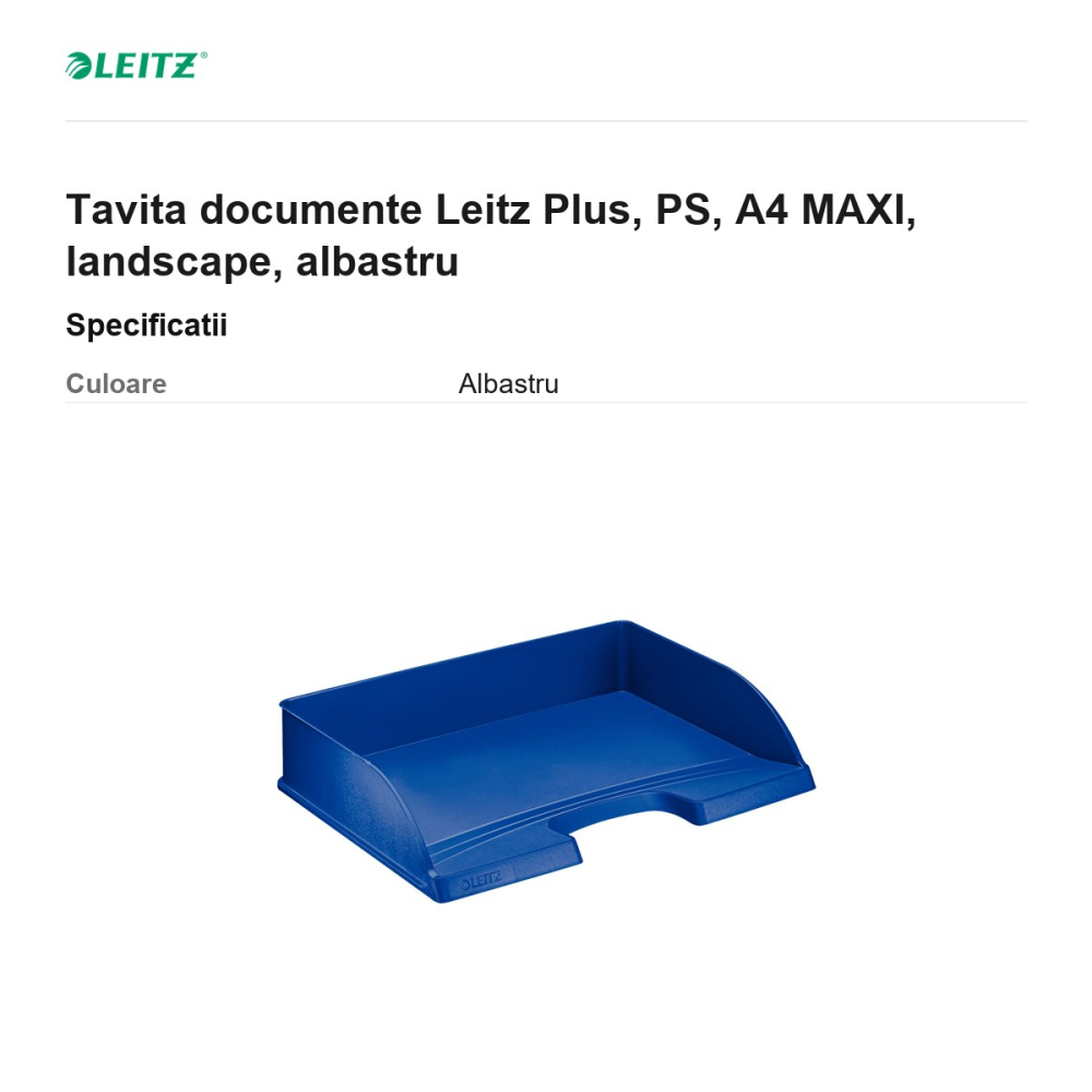 Tavita documente Leitz Plus, PS, A4 MAXI, landscape, albastru [3]