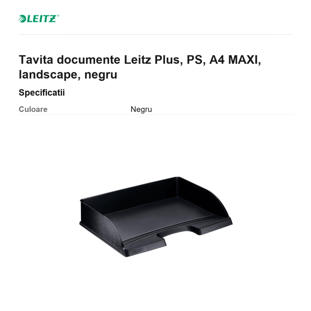 Tavita documente Leitz Plus, PS, A4 MAXI, landscape, negru [3]