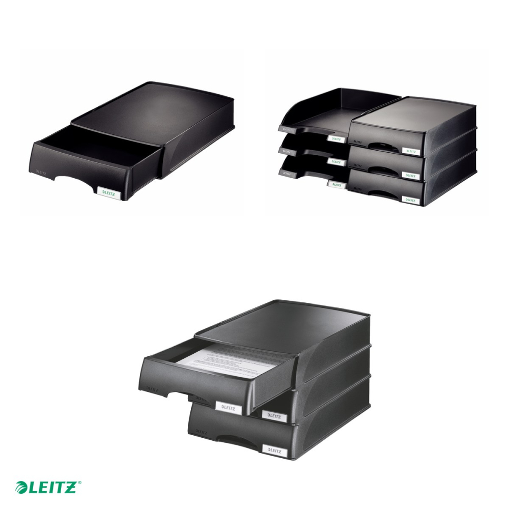 Tavita documente Leitz Plus, PS, A4, sertar inclus, negru [4]