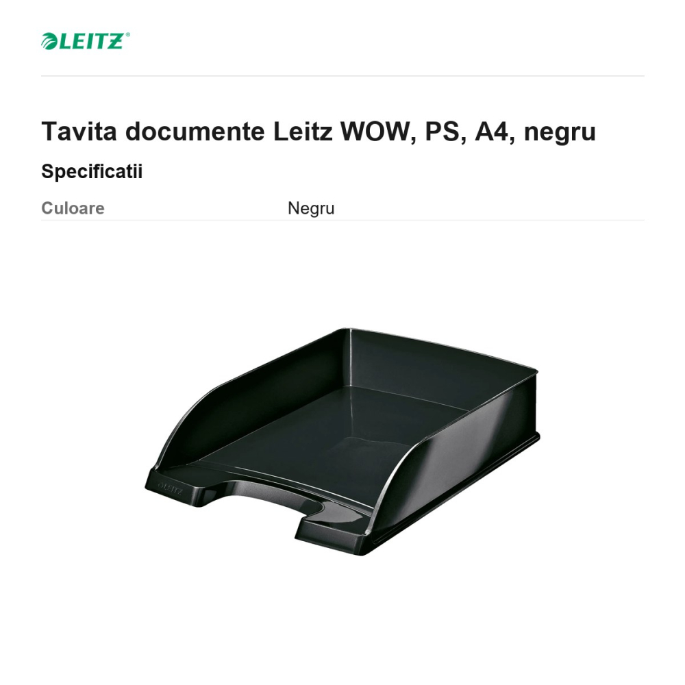 Tavita documente Leitz WOW, PS, A4, negru [3]