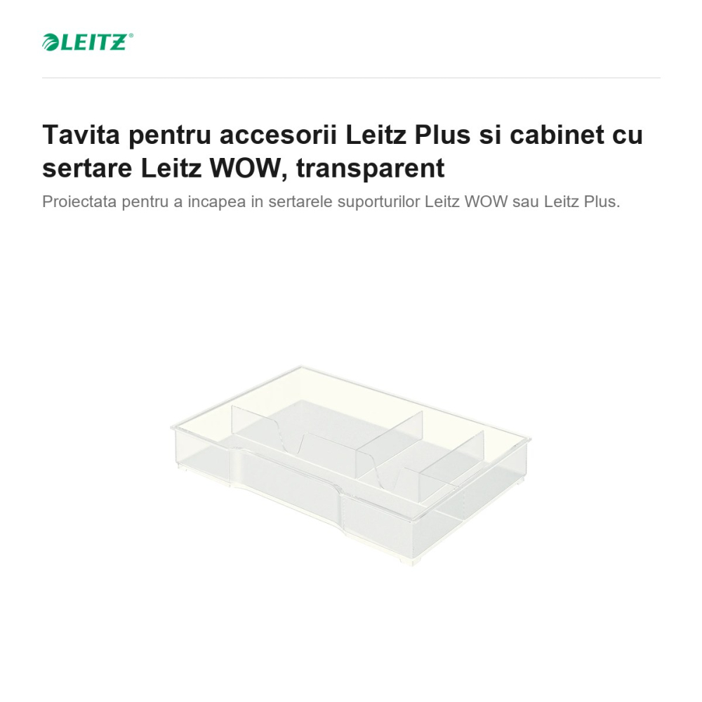 Tavita pentru accesorii Leitz Plus si cabinet cu sertare Leitz WOW, transparent [2]