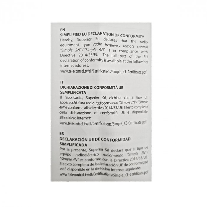 Telecomanda universala cu cod fix 433.92 MHz, poarta electrica, garaj, Superior Simple 2 [10]