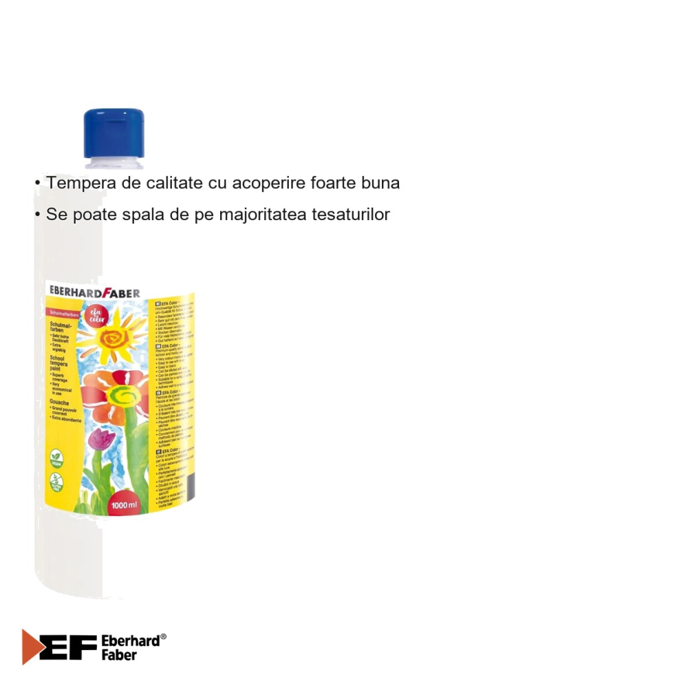 Tempera alba Eberhard Faber, 1000 ml, acoperire foarte buna, pentru scoli si gradinite [3]