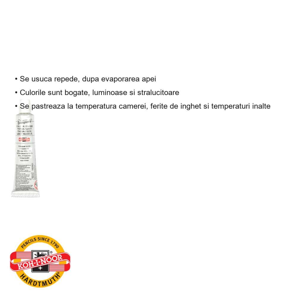 Tempera alba Koh-I-Noor, tub 16 ml, culoare opaca pe baza de apa, pentru desen si pictura scolara [3]