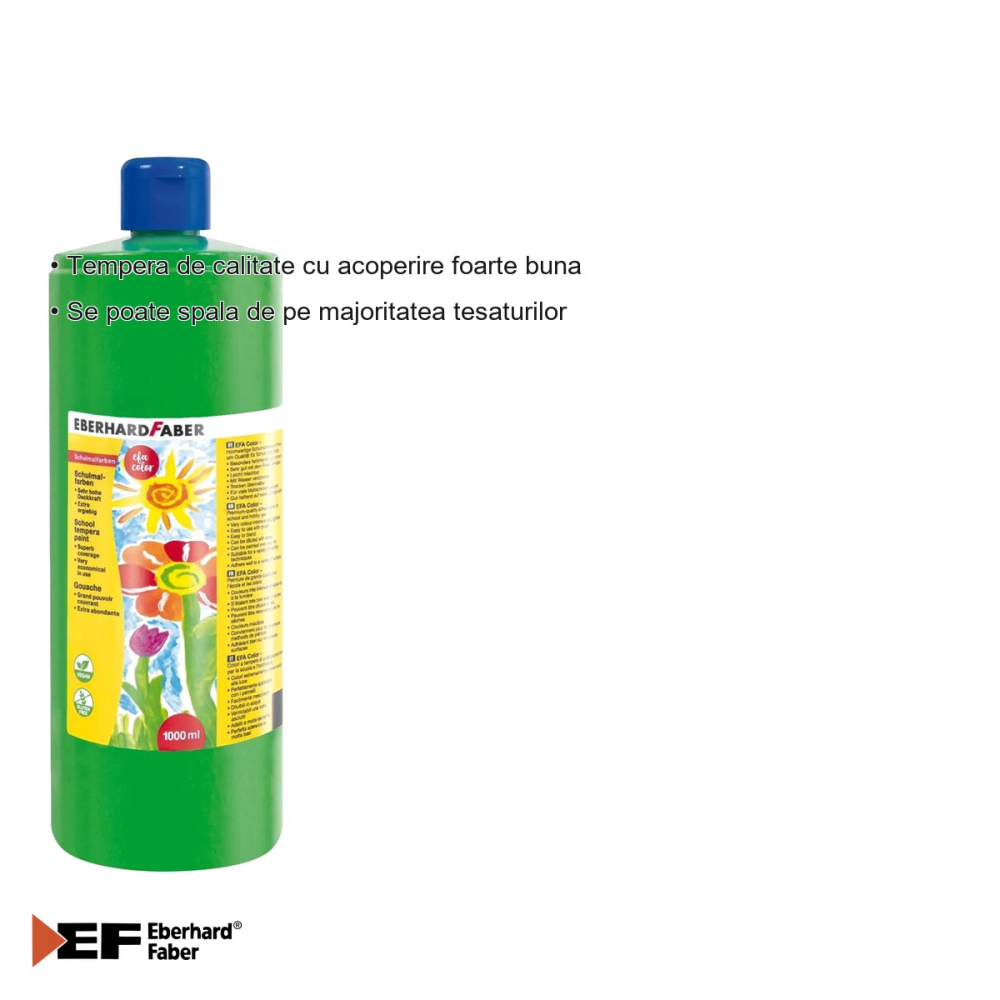 Tempera Eberhard Faber verde deschis, recipient 1000 ml, acoperire foarte buna, pentru scoli si gradinite [3]