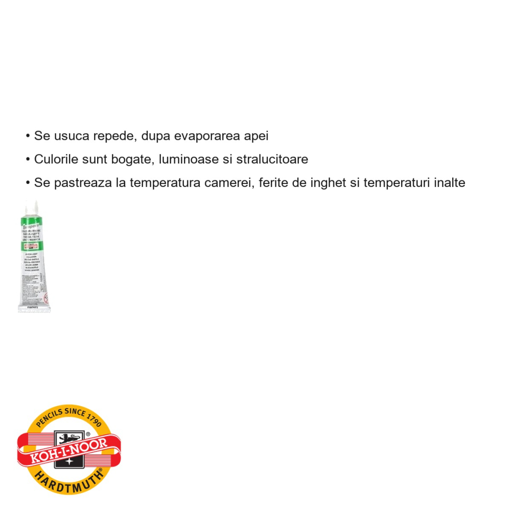 Tempera Koh-I-Noor verde deschis, tub 16 ml, culoare bogata si luminoasa pentru activitati scolare [3]