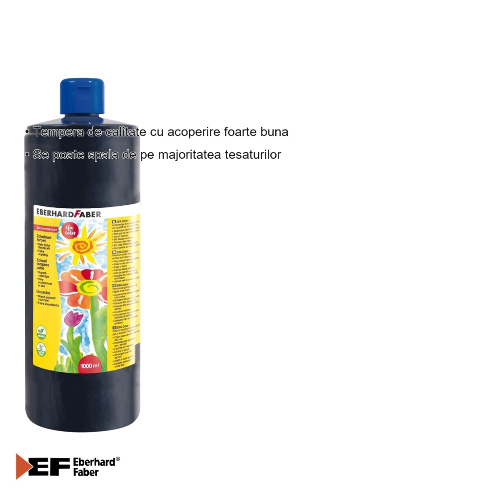 Tempera neagra Eberhard Faber, recipient 1000 ml, acoperire foarte buna, pentru scoli si gradinite [3]