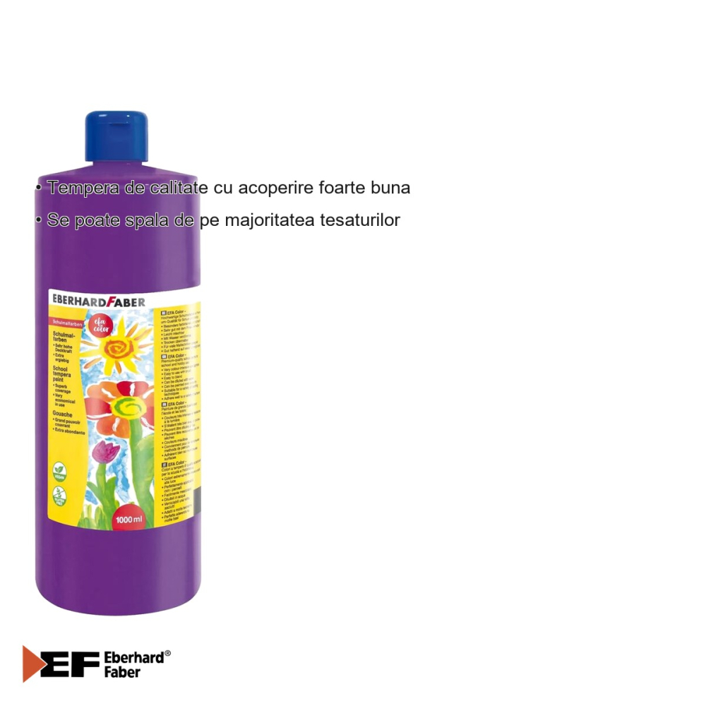 Tempera violet Eberhard Faber, 1000 ml, acoperire foarte buna, pentru scoli si gradinite [3]