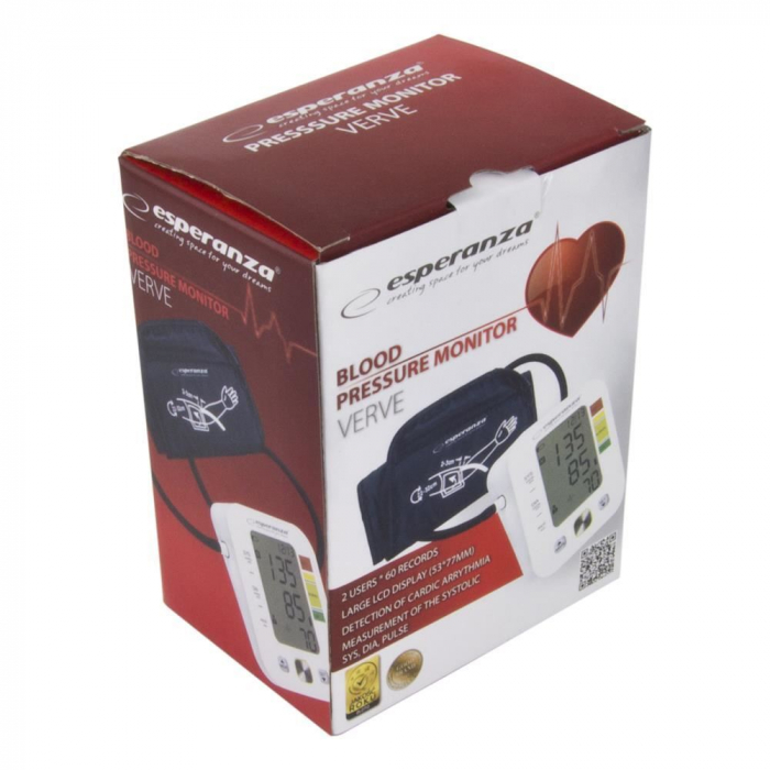 Tensiometru electronic de brat Esperanza Verve ECB003, manseta 22-32 cm, Alb [7]