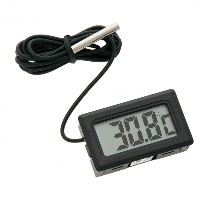 Termometru digital cu sonda senzor si cablu 100 cm, cu afisare LCD, 2 x baterii LR44, -50°C pana la 100°C, 50-300, negru [1]