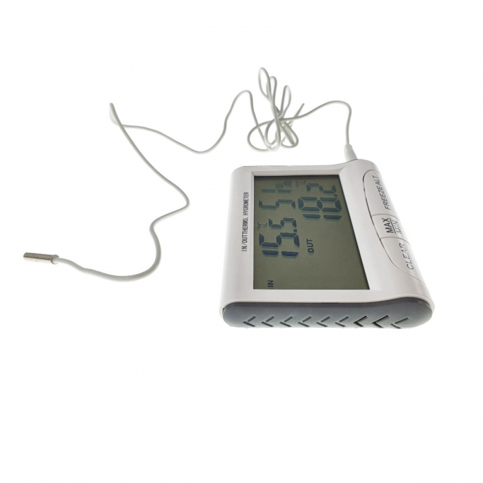 Termometru si higrometru digital DTH-01, de interior si exterior, cu alarma, suport de masa si magnet, 80x70x20mm [5]