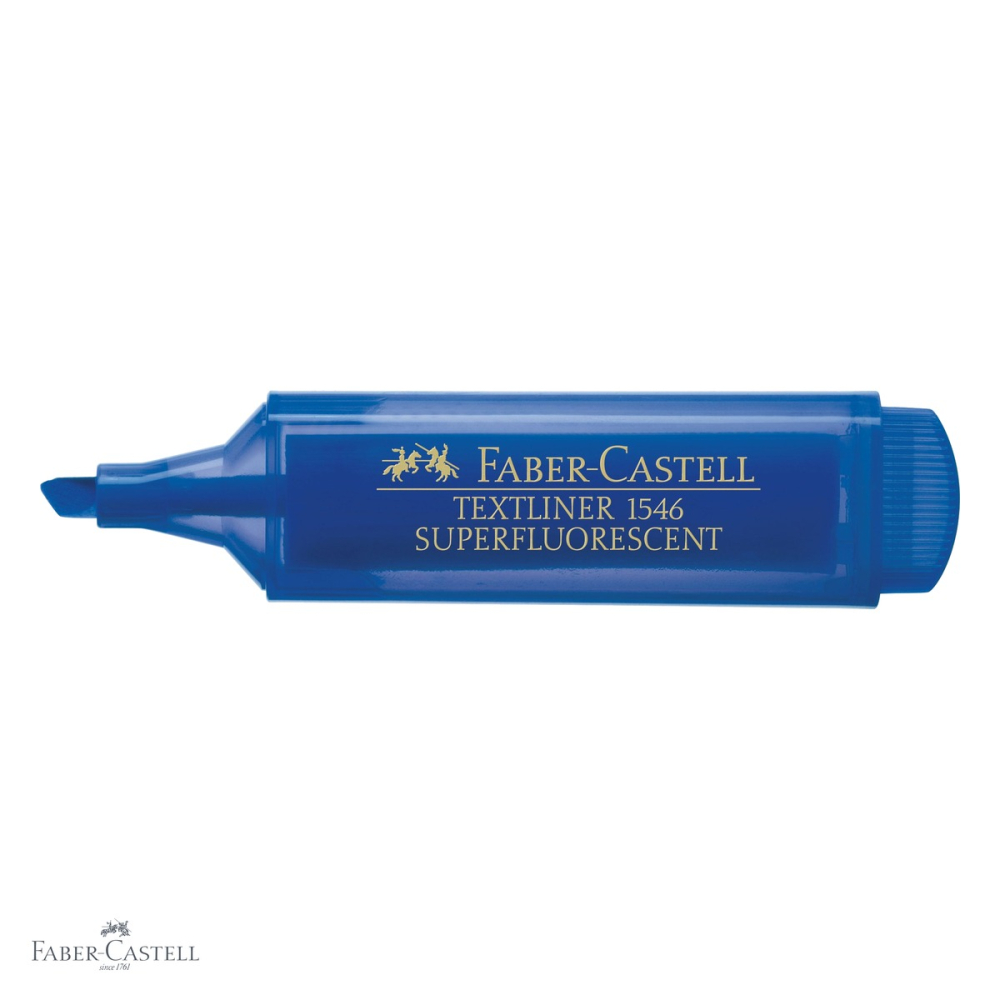 Textmarker albastru Faber-Castell 1546, superfluorescent, varf tesit, cerneala pe baza de apa, pentru birou si studiu [4]