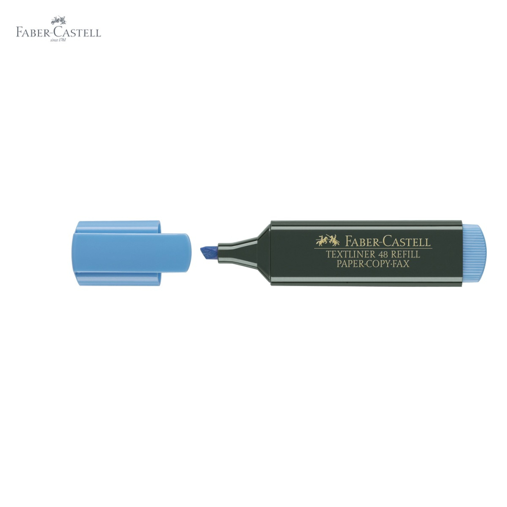 Textmarker albastru Faber-Castell 1548, varf tesit, cerneala pe baza de apa, reincarcabil [5]