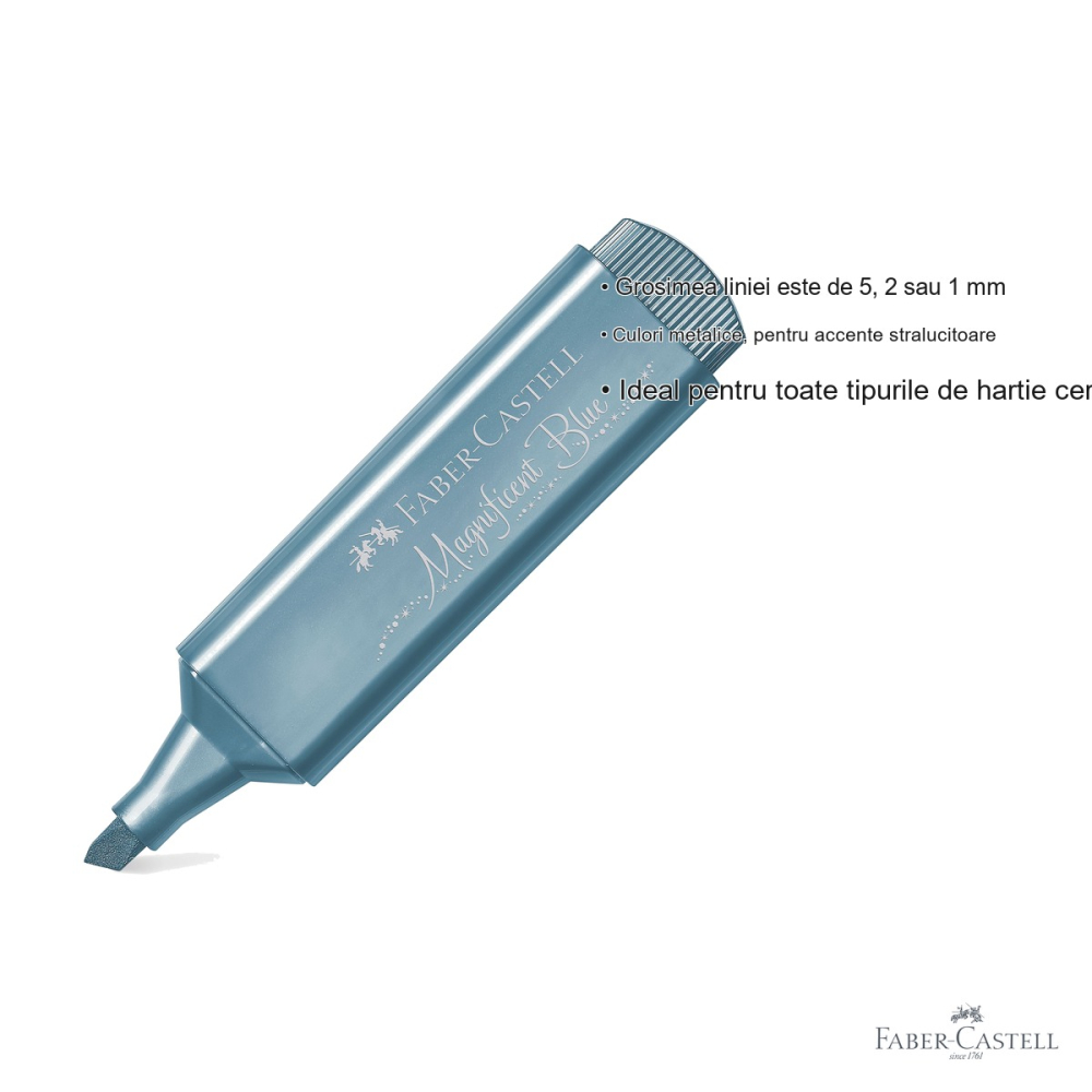 Textmarker albastru metalizat Faber-Castell 1546, cerneala pe baza de apa, pentru accente stralucitoare [3]