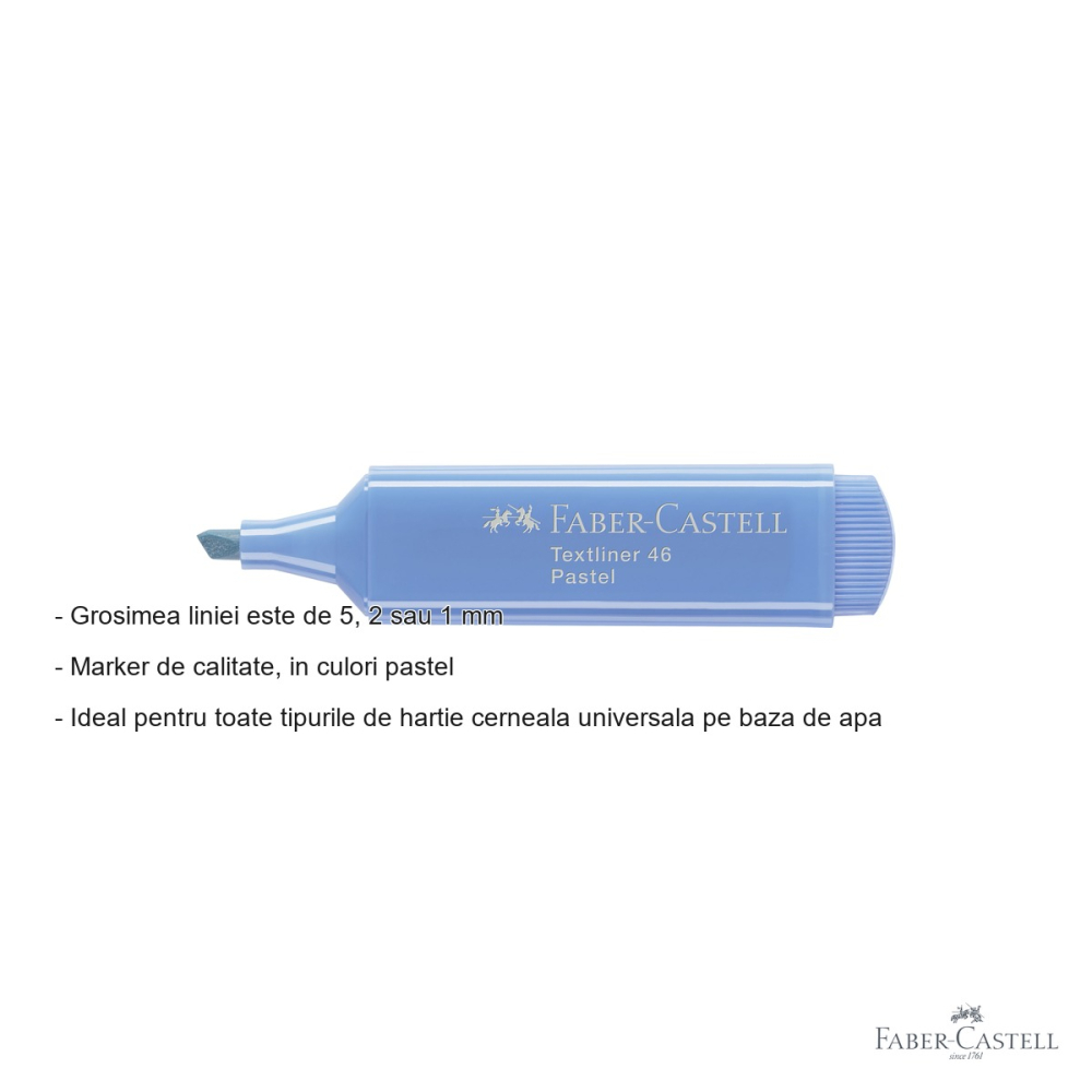 Textmarker Faber-Castell 1546, culoare albastru marin pastel, linie reglabila, pentru birou si scoala [2]