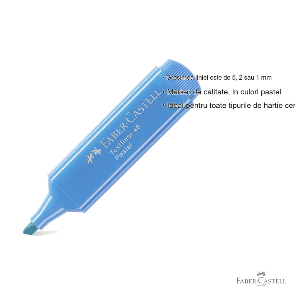 Textmarker Faber-Castell 1546, culoare albastru marin pastel, linie reglabila, pentru birou si scoala [3]