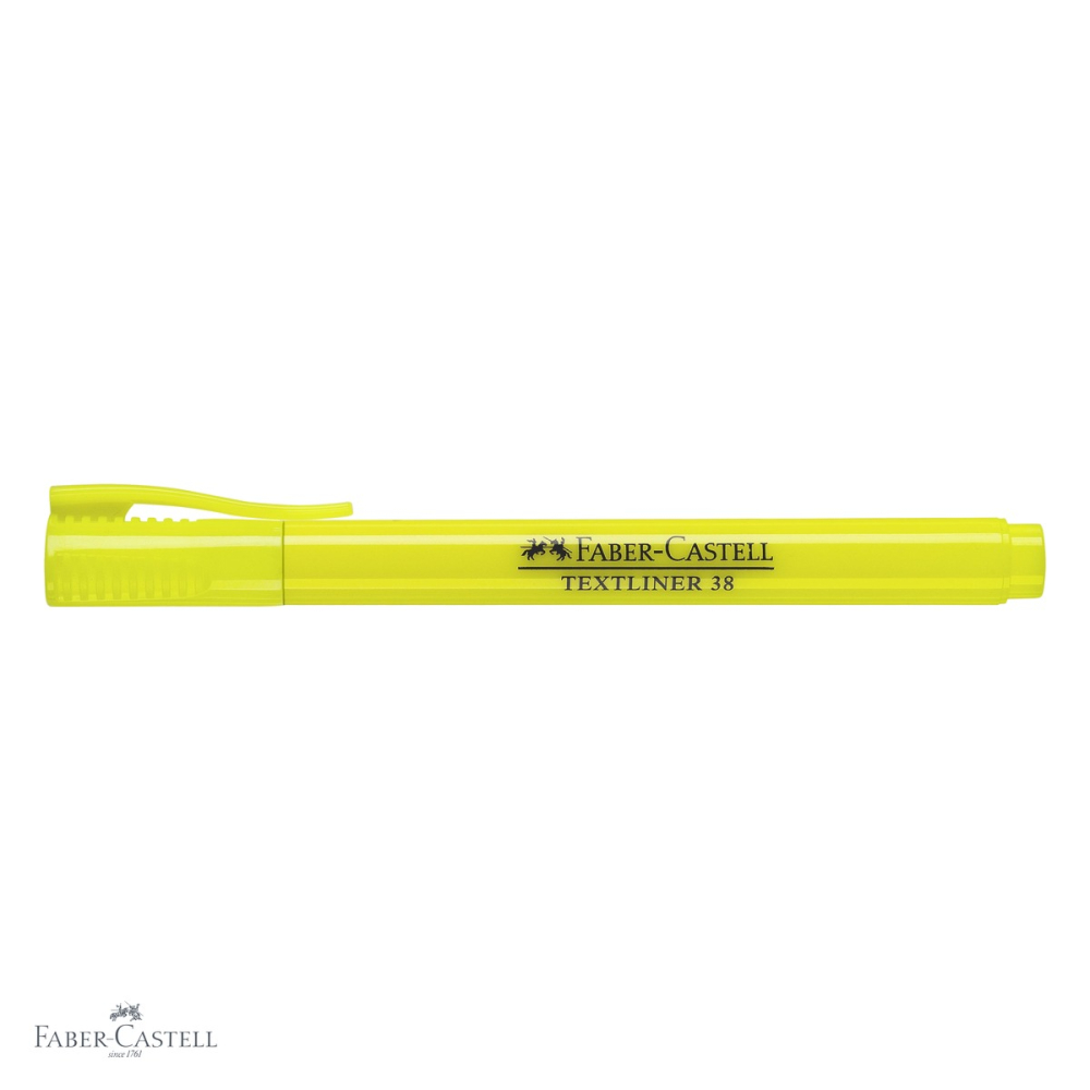Textmarker galben Faber-Castell 38, varf tesit, 2 grosimi de scriere, superfluorescent, pentru birou si studiu [4]
