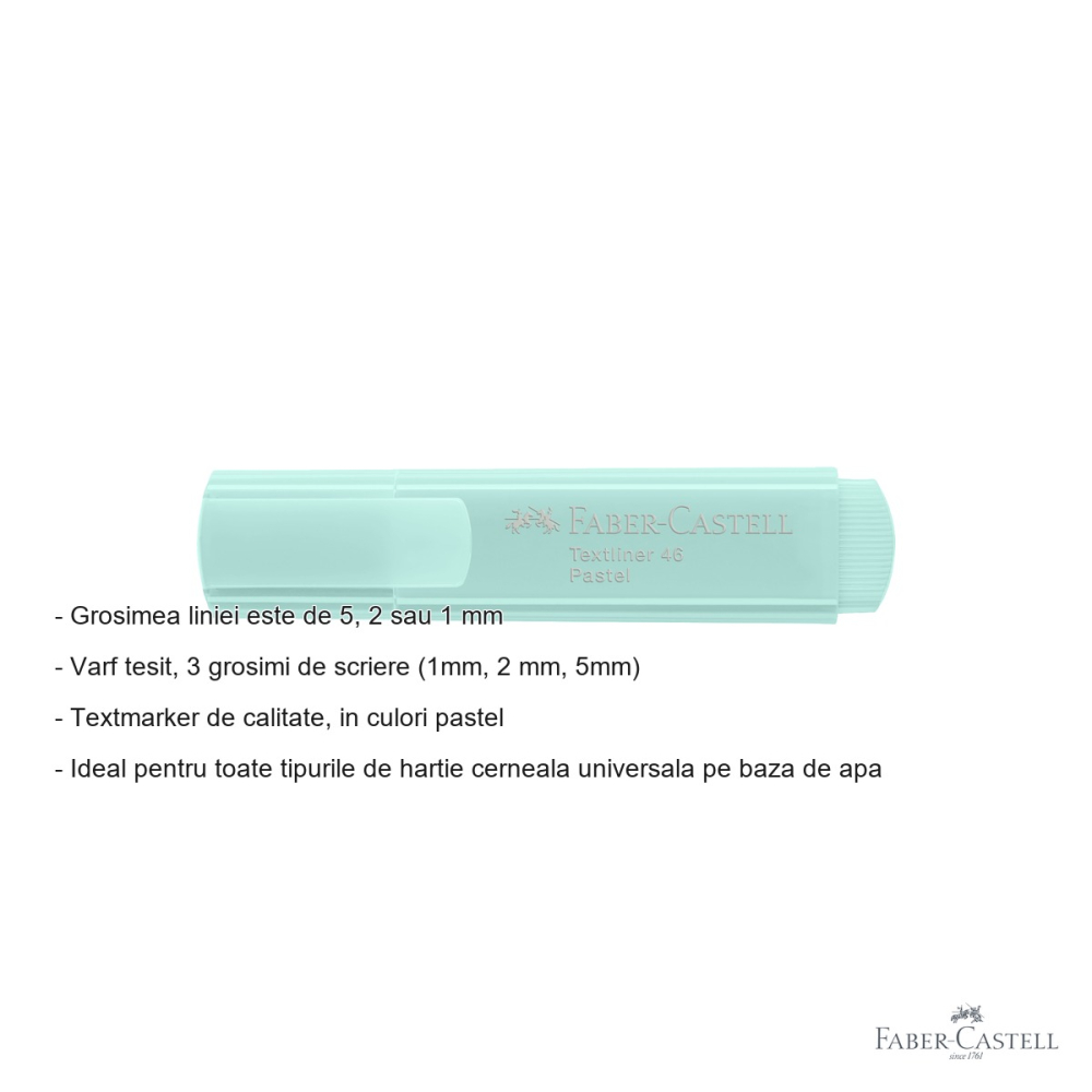 Textmarker pastel Faber-Castell 1546, varf tesit 3 grosimi, culoare vernil tropical, cerneala pe baza de apa [2]