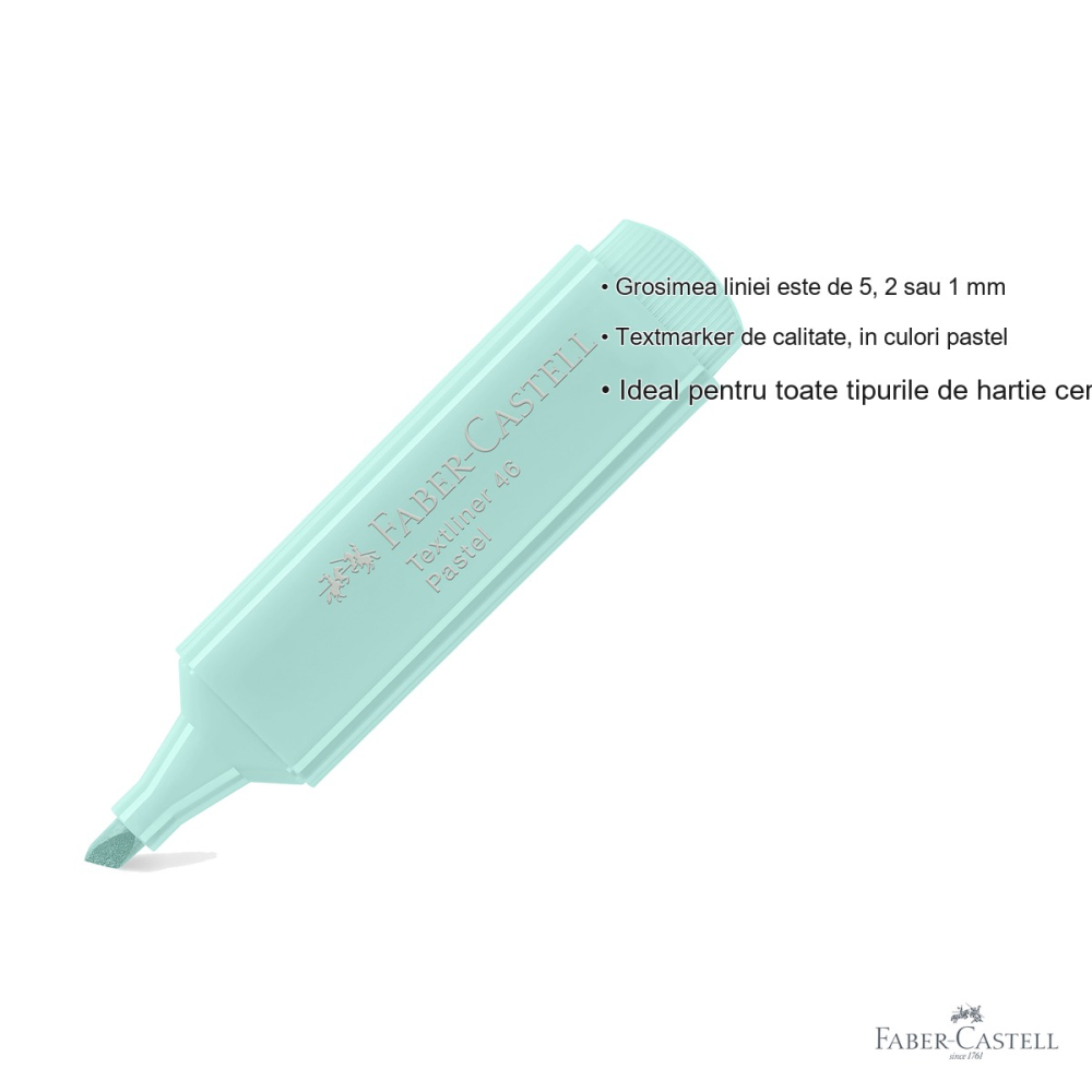 Textmarker pastel Faber-Castell 1546, varf tesit 3 grosimi, culoare vernil tropical, cerneala pe baza de apa [3]