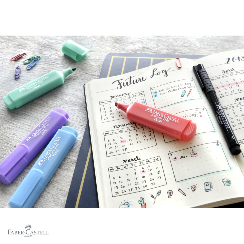 Textmarker pastel lila Faber-Castell 1546, varf tesit 3 grosimi, cerneala pe baza de apa [4]