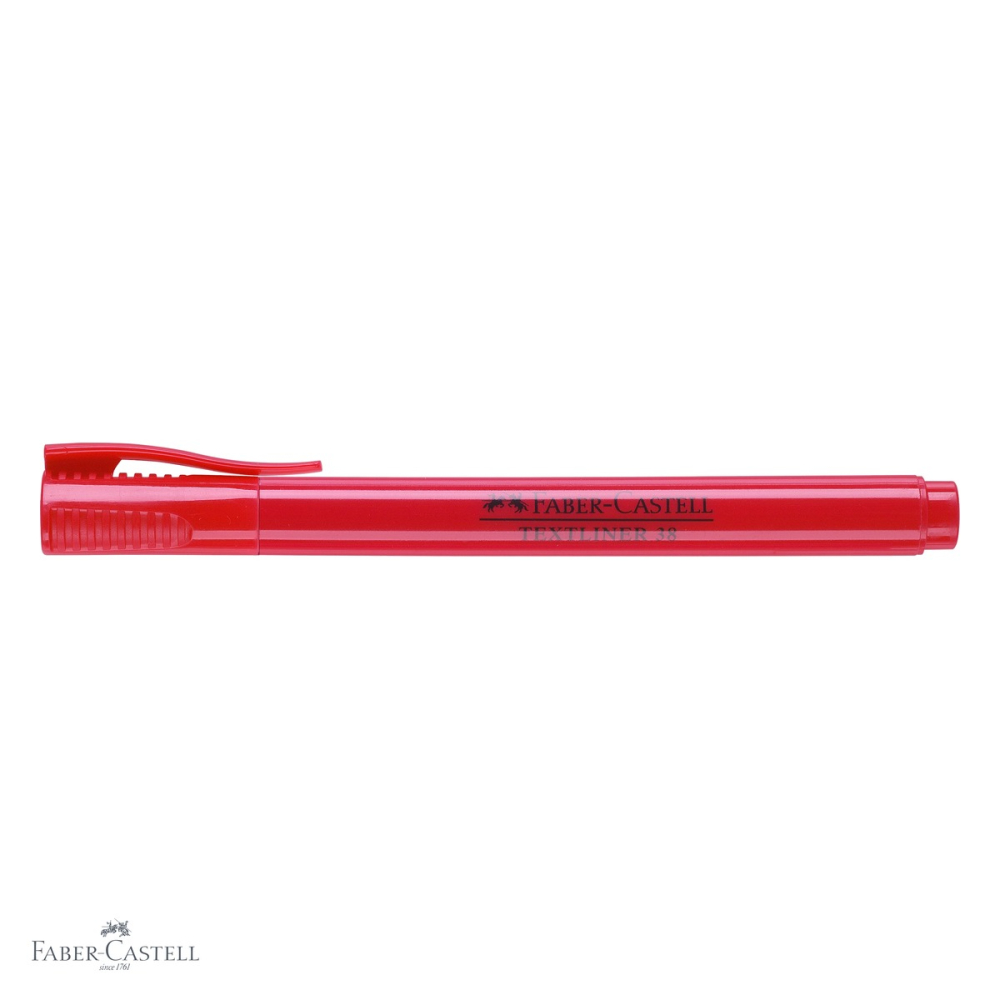 Textmarker rosu Faber-Castell 38, varf tesit, 2 grosimi de scriere, superfluorescent, pentru birou si studiu [4]