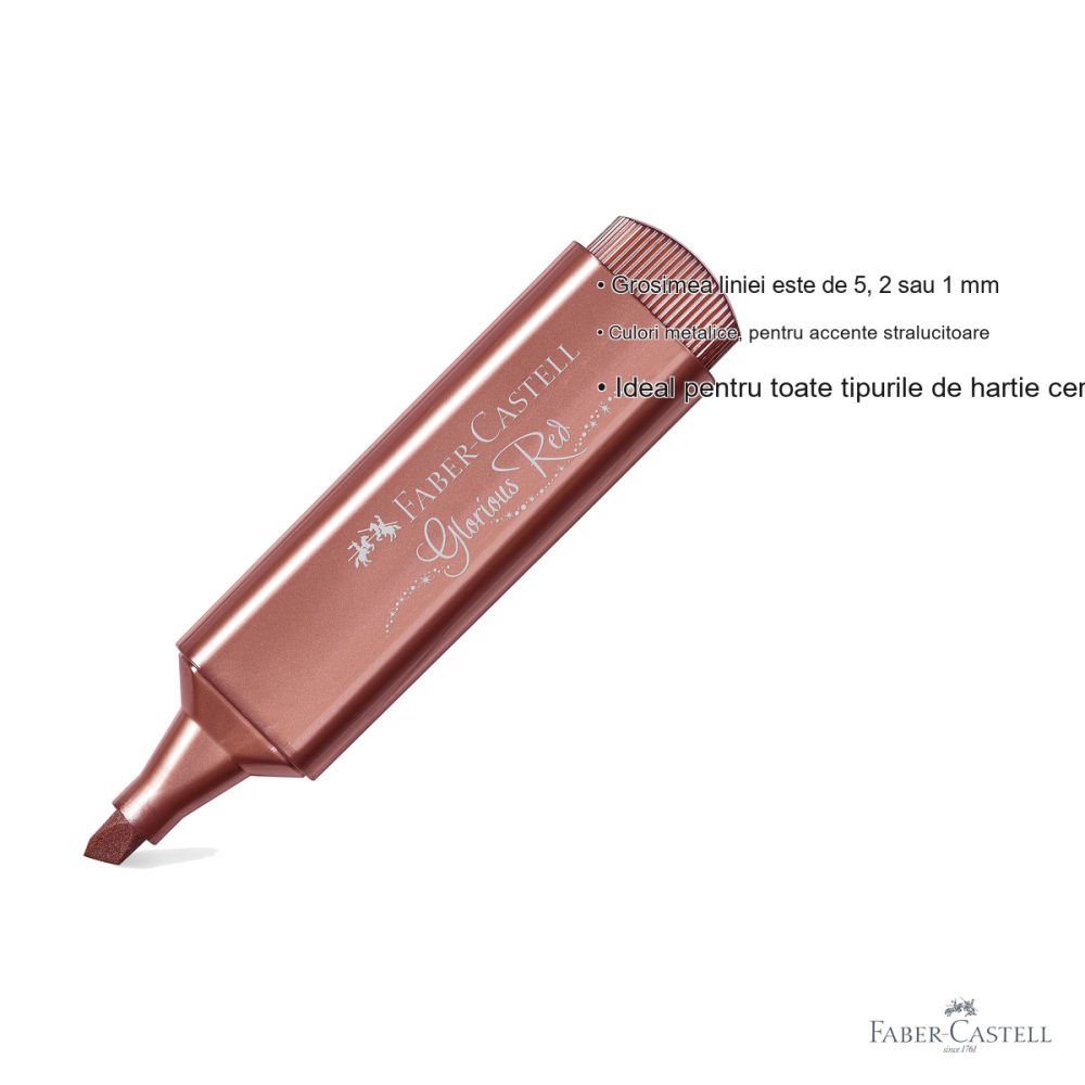 Textmarker rosu metalizat Faber-Castell 1546, cerneala pe baza de apa, pentru accente stralucitoare pe hartie [3]