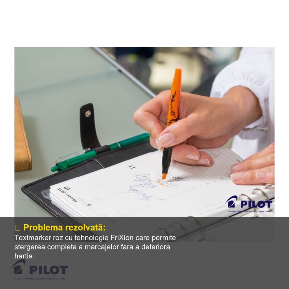 Textmarker roz deschis Pilot FriXion Light, cerneala termo-sensibila, stergere fara urme [4]