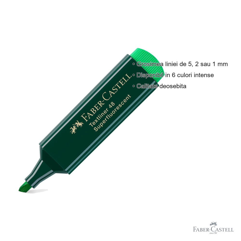 Textmarker verde Faber-Castell 1548, varf tesit 3 grosimi, cerneala pe baza de apa, reincarcabil [3]