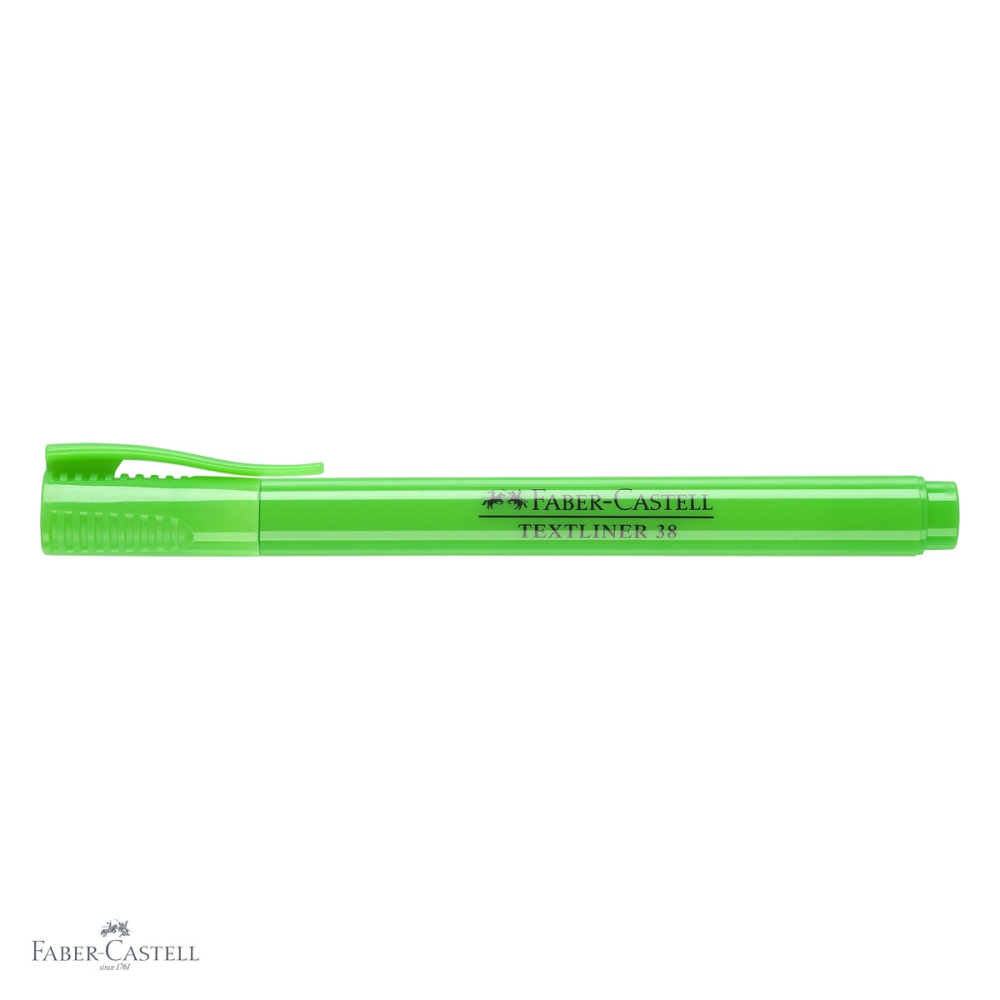 Textmarker verde Faber-Castell 38, varf tesit, flux constant al cernelii, pentru birou si studiu [4]