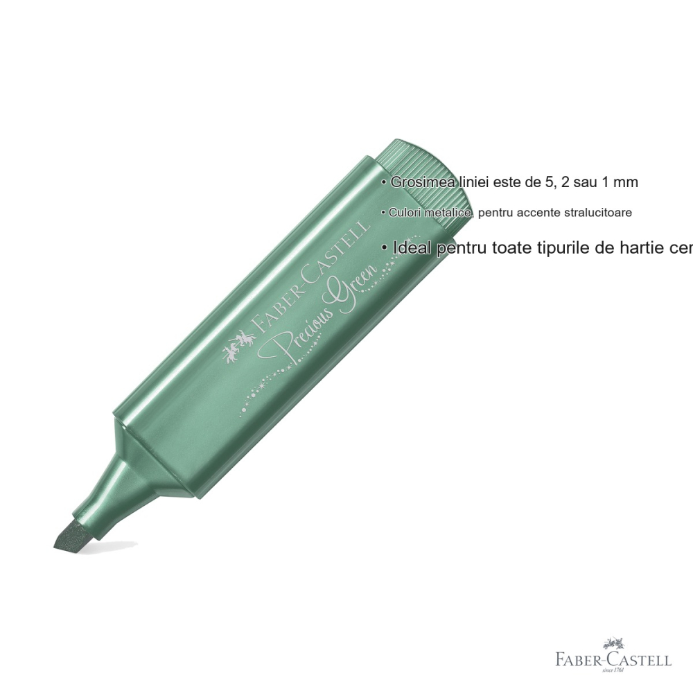 Textmarker verde metalizat Faber-Castell 1546, cerneala pe baza de apa, pentru accente stralucitoare pe hartie [3]