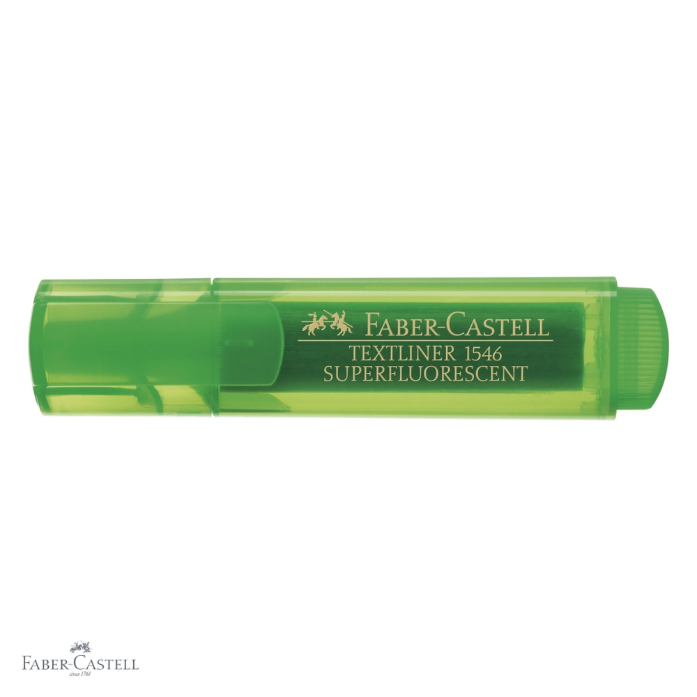 Textmarker verde superfluorescent Faber-Castell 1546, varf tesit 3 grosimi, cerneala pe baza de apa, reincarcabil [4]