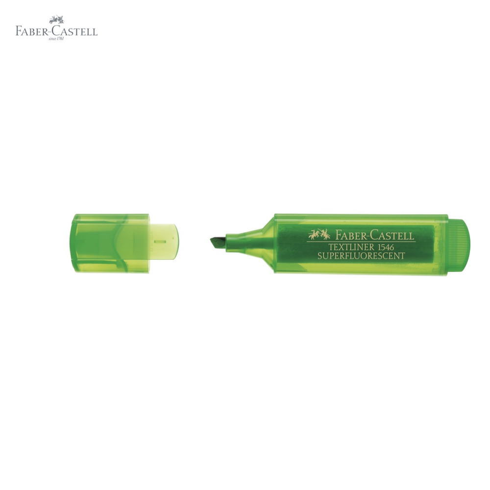 Textmarker verde superfluorescent Faber-Castell 1546, varf tesit 3 grosimi, cerneala pe baza de apa, reincarcabil [5]
