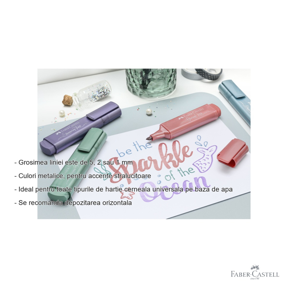 Textmarker violet metalizat Faber-Castell 1546, cerneala pe baza de apa, pentru accente stralucitoare pe hartie [2]