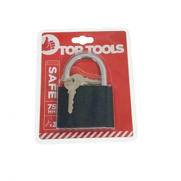 Lacat din fonta, cu 3 chei stea, 75 mm, Top Tools 90U304, negru [3]