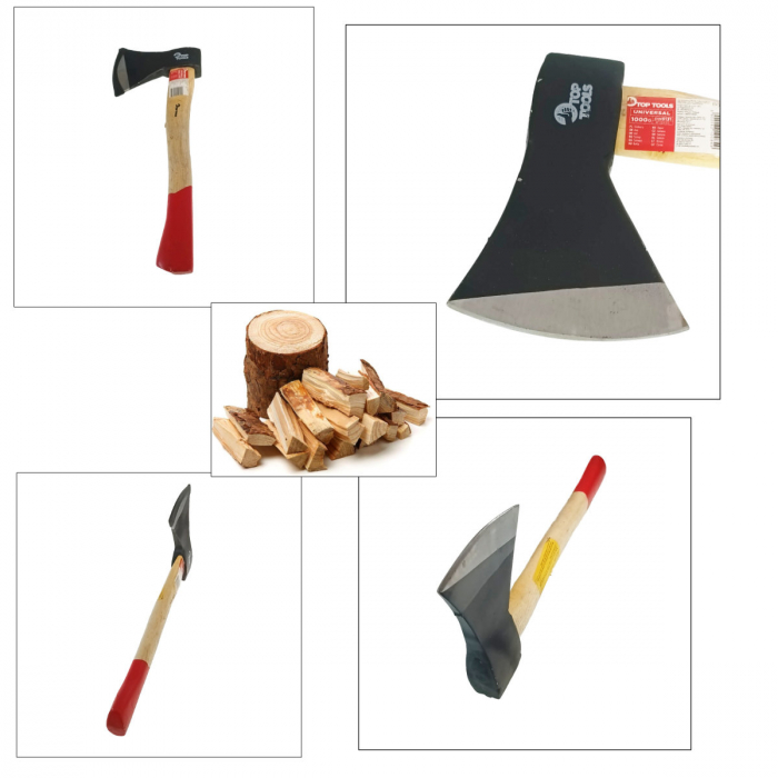 Topor 1kg cu lama de 130mm si maner de lemn cu lungime de 368 mm, TOP-10084 [4]