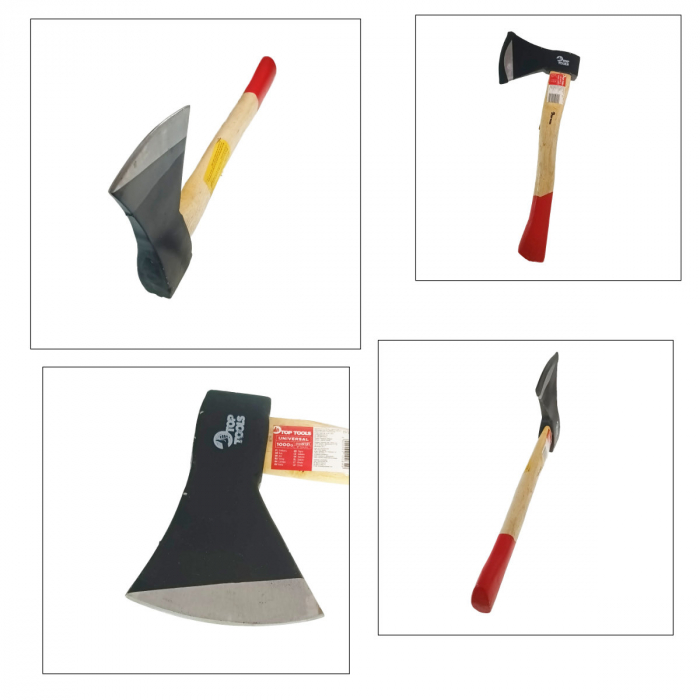 Topor 1kg cu lama de 130mm si maner de lemn cu lungime de 368 mm, TOP-10084 [3]