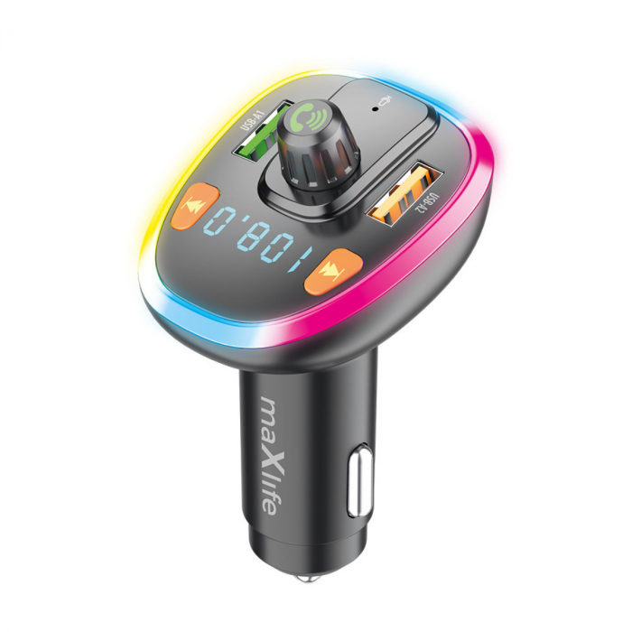 Transmitator FM Bluetooth v 5.0, MP3, WMA, FM 87.5 - 108 MHz, 2 x USB, incarcare 3.1A, cititor TF, apeluri handsfree, MXTF-03 [3]
