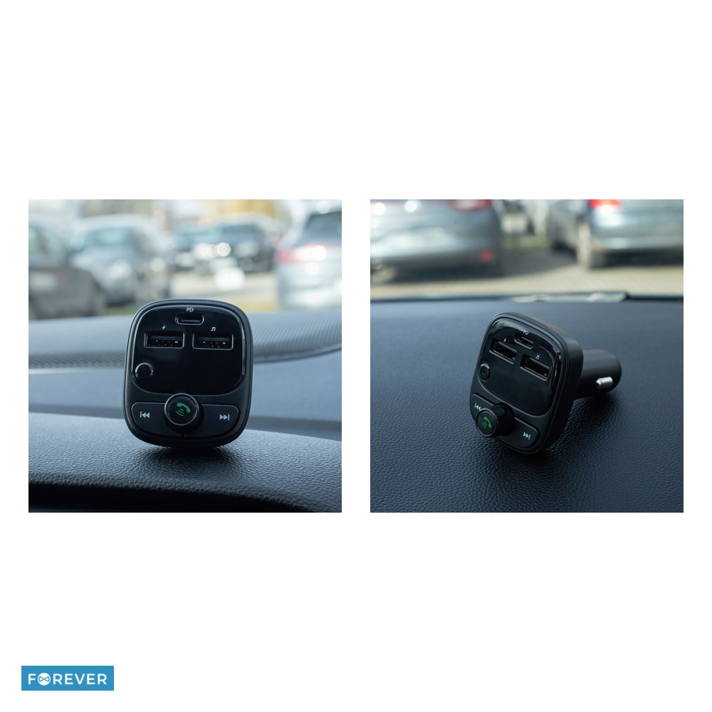 Transmitator FM Forever BT 2 x USB-A 1 x USB-C PD 30W TR-370, USB tip A, WMA, MP3, FLAC, WAV, Negru [5]