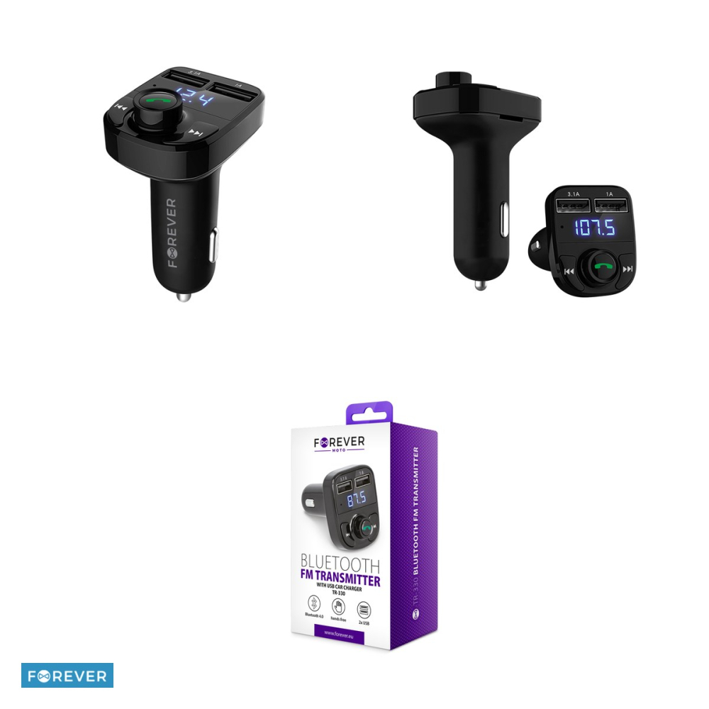Transmitator FM Forever BT TR-330, USB tip A, 15 W, 3,10 A, Negru [4]