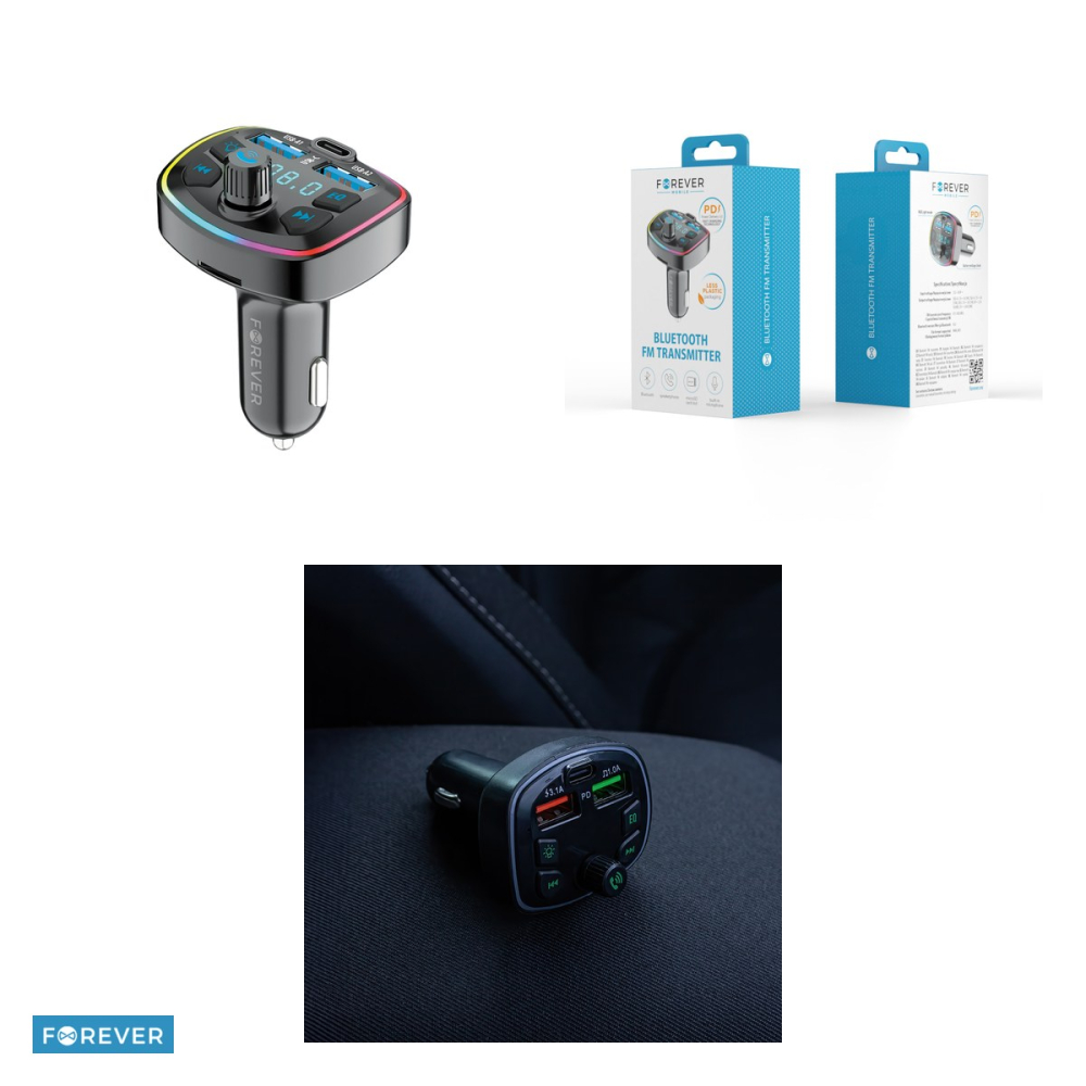 Transmitator FM Forever BT TR-360, USB tip A, USB-C, 20 W, Negru [4]