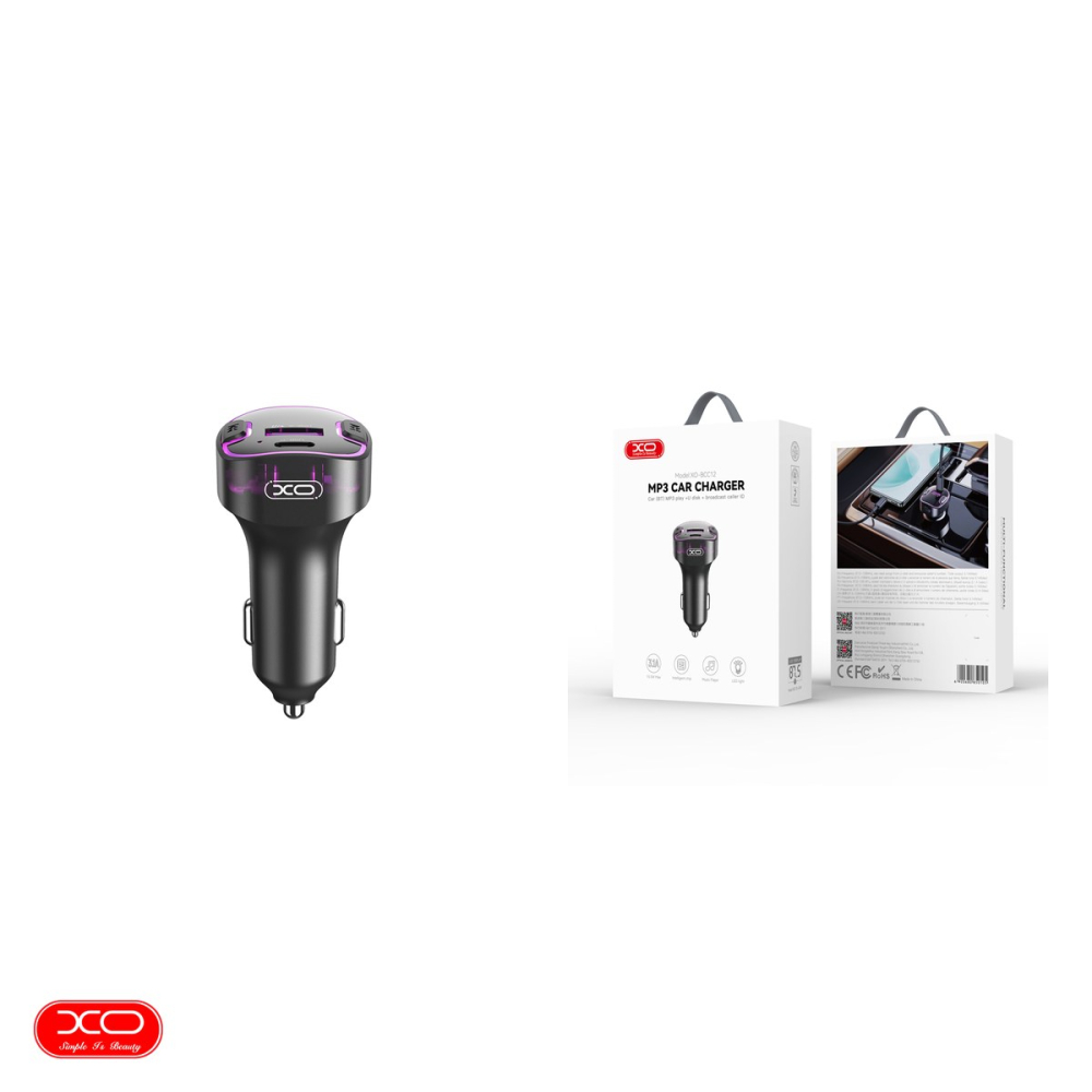 Transmitator FM XO BCC12 Bluetooth MP3 incarcator auto 3,1A, USB tip A, USB-C, 15 W, 3,10 A, Negru [5]